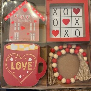 Red and White Love Themed Decor Set